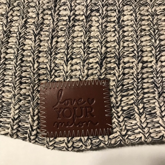 Love Your Melon Navy White Knit Beanie Hat - Picture 2 of 5